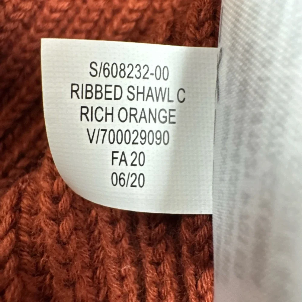 Banana Republic Cardigan Mens M Orange Ribbed Organic Cotton Shawl Collar Preppy